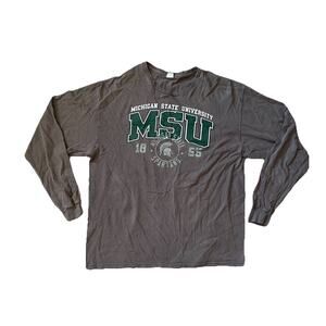 MSU Crew Neck Shirt Women's Size XL Brown Long Sleeve Michigan State Spartans